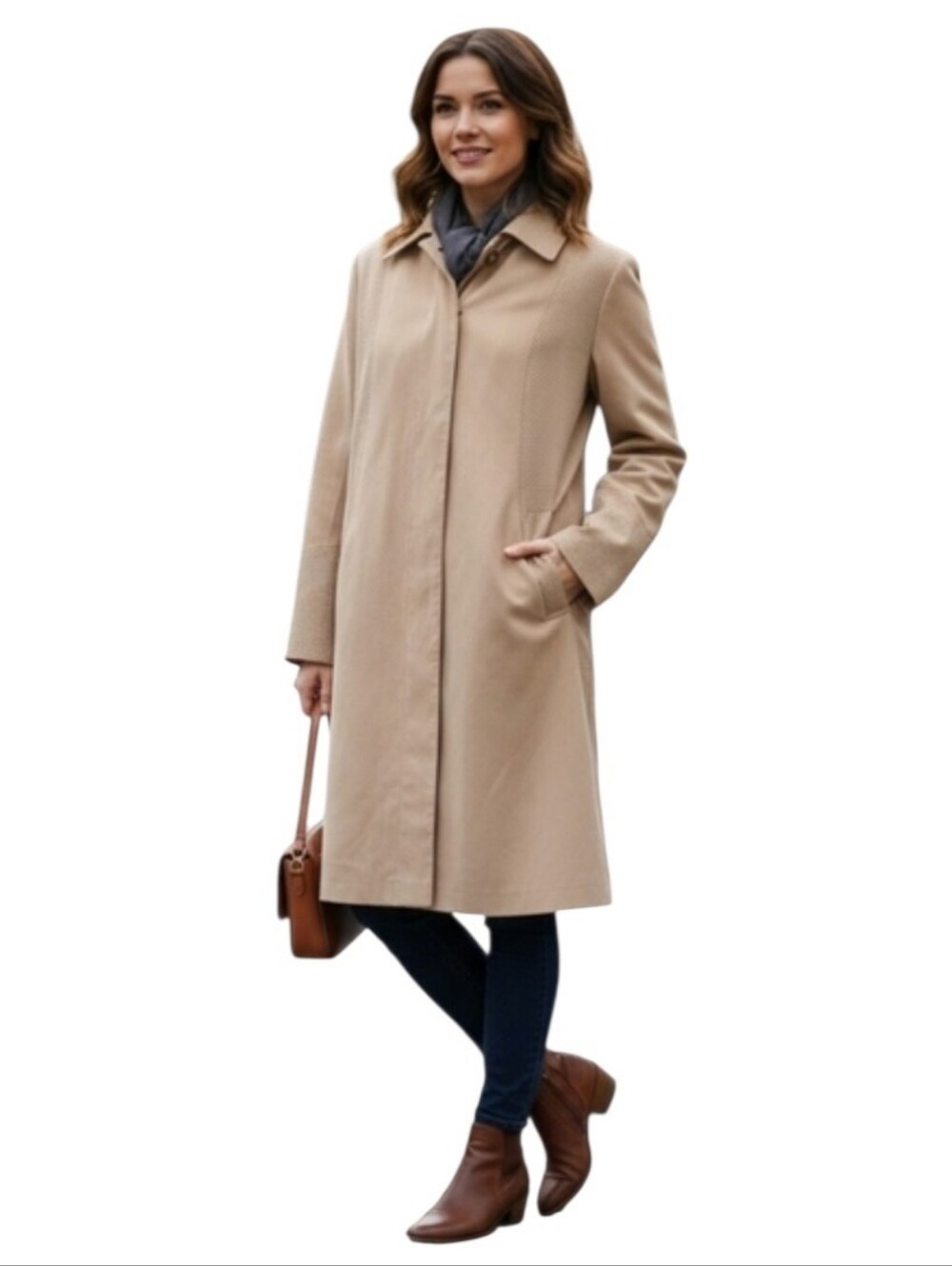 Vintage Coat Apropos Jacket Faux Suede Camel Tan Beige Cream European Trench
